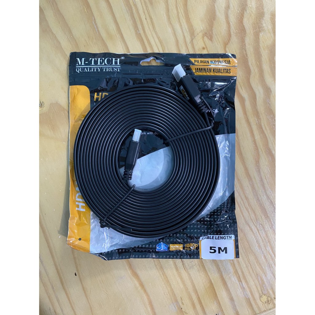 kabel HDMI 5M Male To Male Gold Plate Flat 5 Meter 1.4V M-Tech