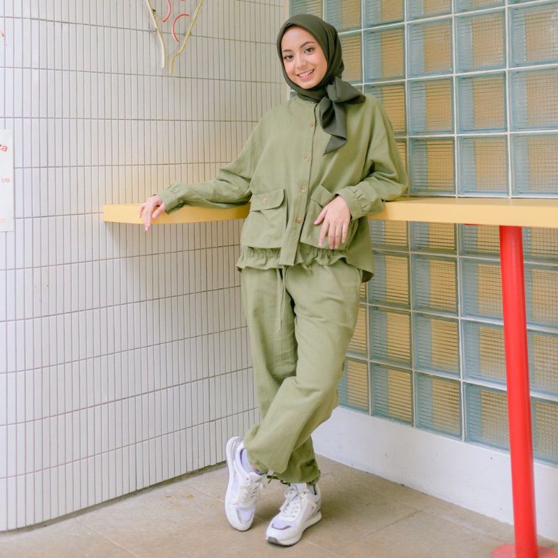 BAJU KEMEJA RAYON CRINKLE PREMIUM / RUMI ONE SET LINEN / SETELAN CRINKLE TERBARU