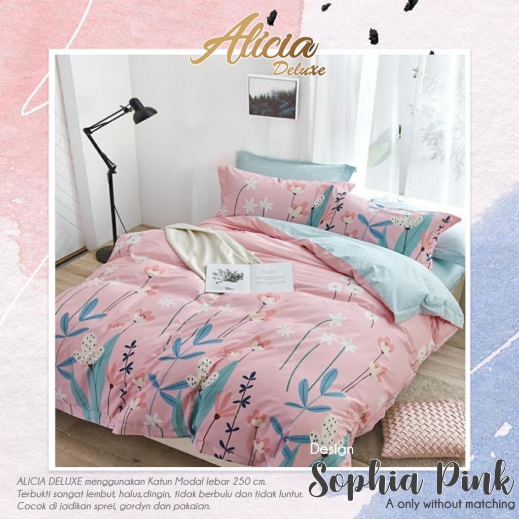 Bedcover & Sprei Premium Katun ALICIA Motif Sophia Pink
