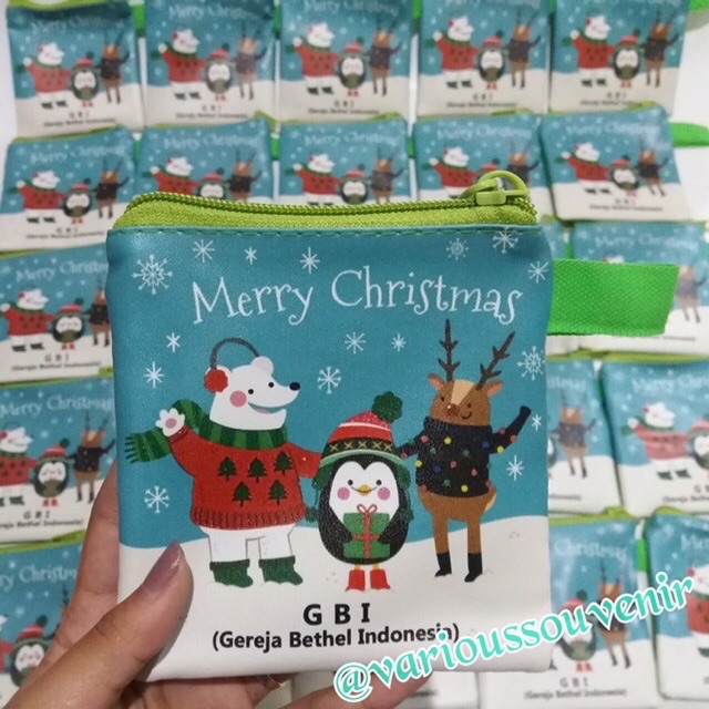 Dompet Natal Koin Christmas Pouch Custom Nama Minim 30pcs 1 gambar Nama Sama Tidak Terima COD