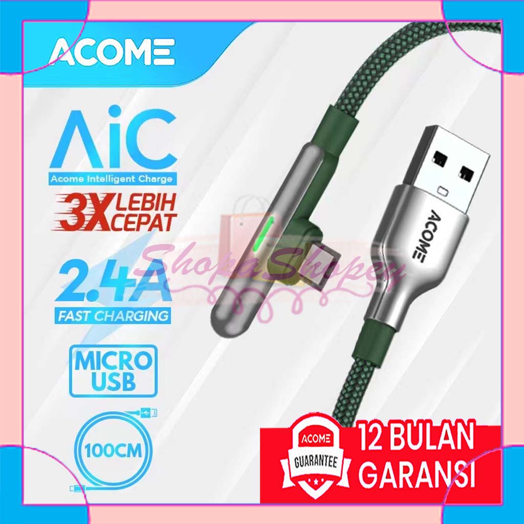 ACOME Gaming Cable Data Fast Charging Kabel Data Micro USB QC3.0 2.4 A Garansi 1 Thn AWM010S