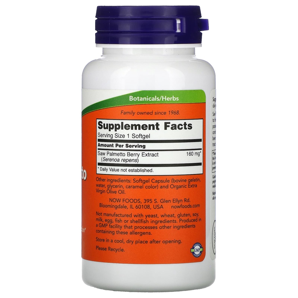 Now Foods Saw Palmetto Extract 160 mg 120 Soft Sup Prostat ORI USA