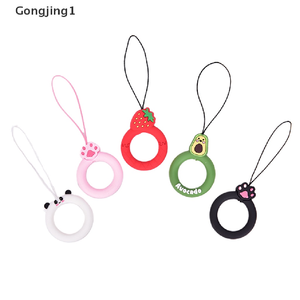 Gongjing1 Tali Lanyard Silikon Anti Hilang Motif Kartun 3D Untuk Handphone Universal