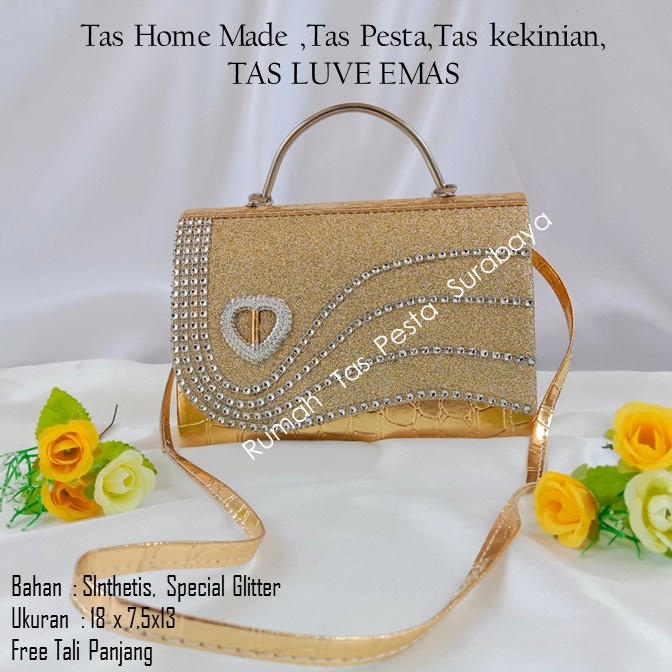 Tas Home Made ,Tas Pesta,Tas kekinian,TAS LUVE EMAS