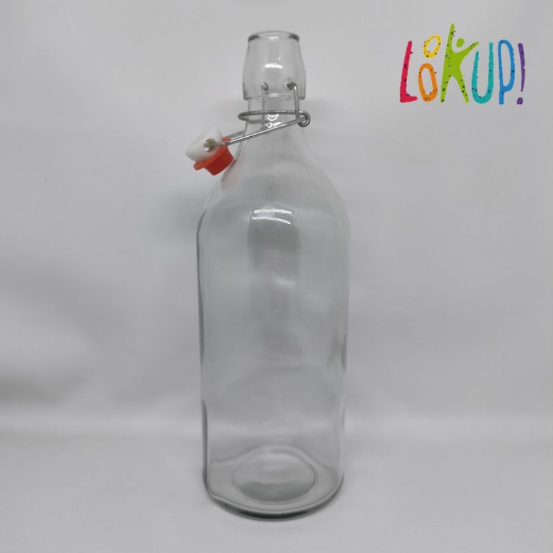 BOTOL KACA JEPIT tutup  merah / SWING BOTTLE RED