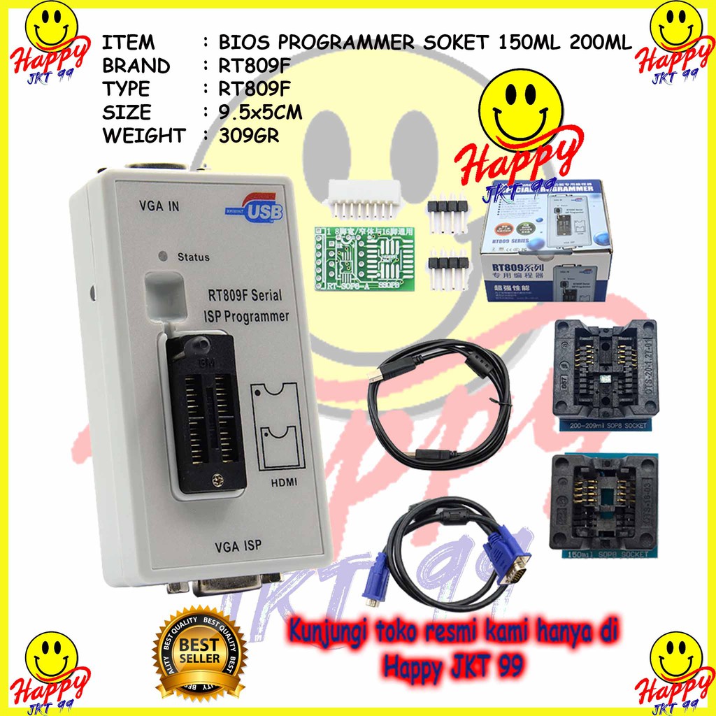 [ HAPPY JKT 99 ] FULLSET ALAT FLASH BIOS PROGRAMMER RT809F RT 809 F RT809 809F + 150ML+200ML ORIGINAL