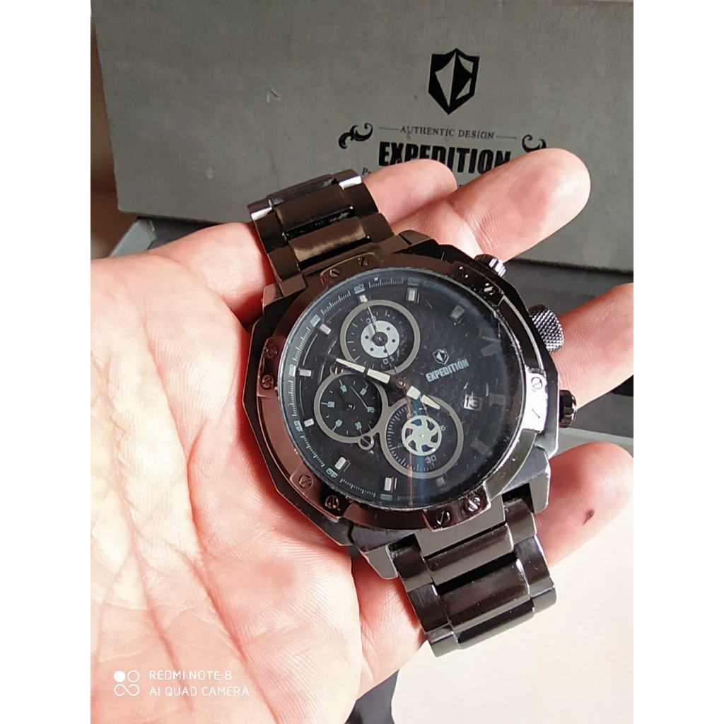 Expedition E 6385 M, Quartz, Chronograph, second, full black, Original