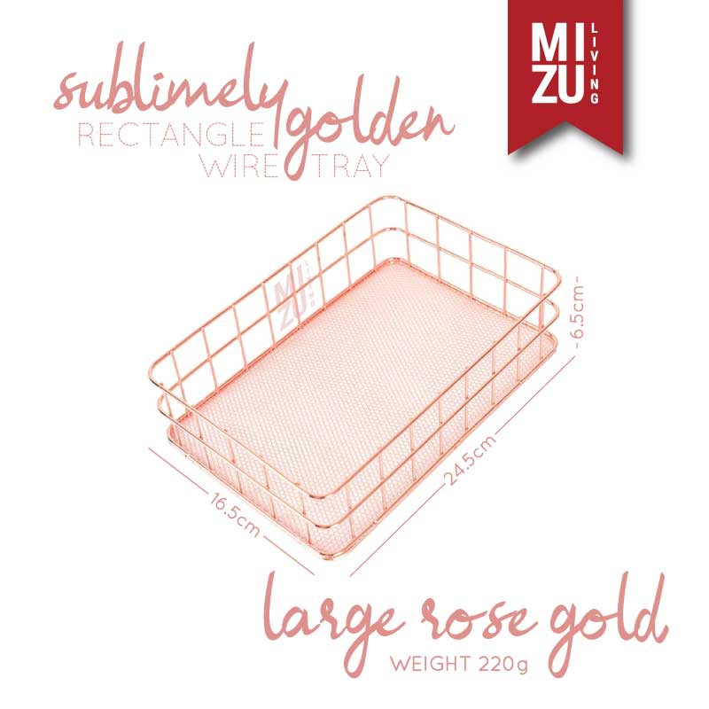 SUBLIMELY GOLDEN Vanity Tray Rose Gold Organizer Nampan Emas Meja Rias Tatakan Makeup Skincare-REC W TRAY L RG