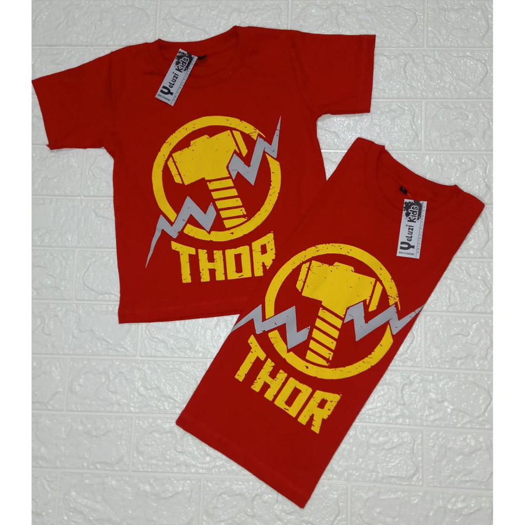 Kaos Baju anak oblong karakter Thor merah yeluzi