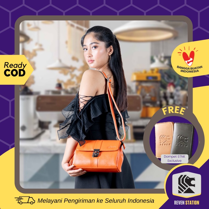 Tas Selempang Bahu Wanita Cewek Perempuan Cewe Kulit Asli Casual Kasual Mewah Modis Kekinian Besar A