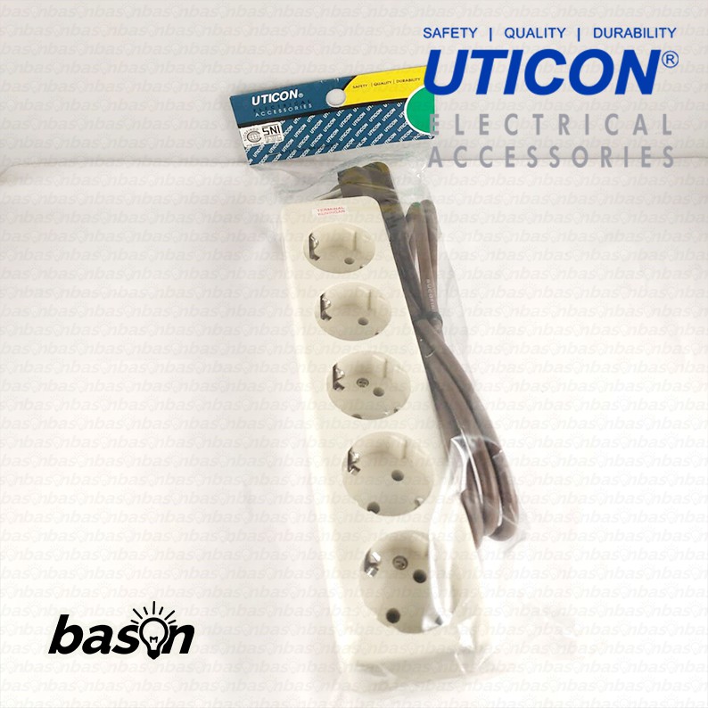 UTICON ST158C Multi Outlet - Stop Kontak 5 Lubang Arde 1.5 Meter