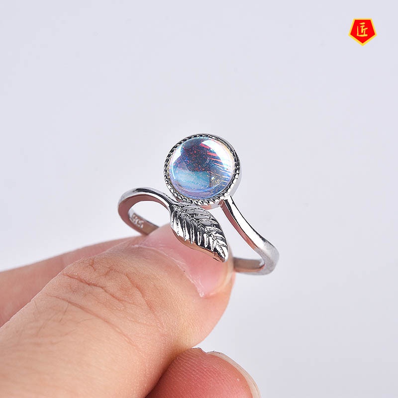 [Ready Stock]Creative Simple Moonstone Leaf Ring