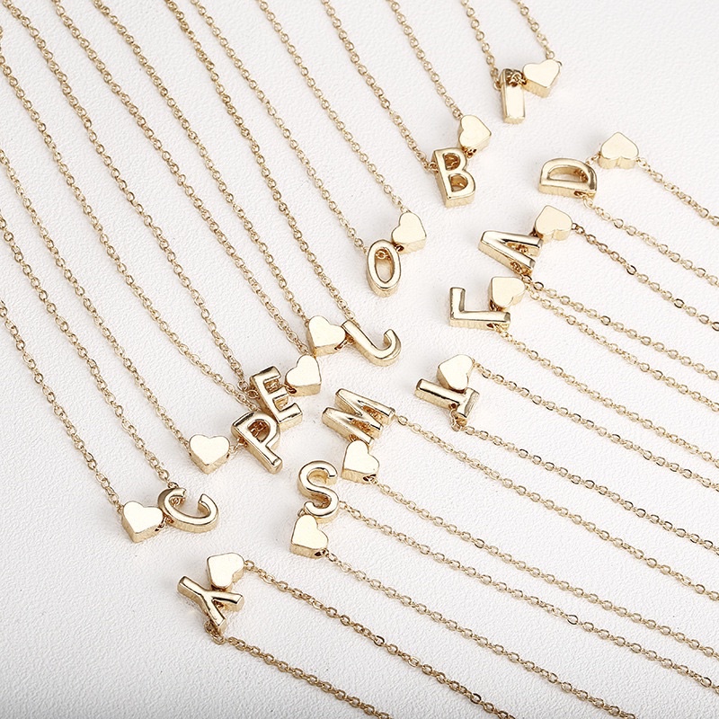 Kalung Huruf Wanita Nama Inisial Hiasan Love