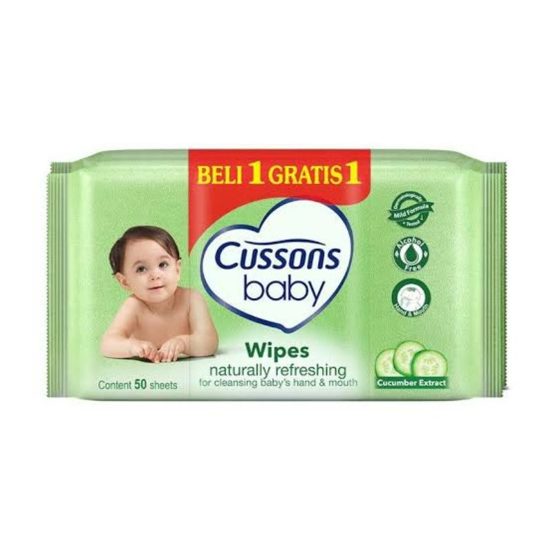 Cussons Baby Wipes 50s + 50s - Cussons Baby Wipe 50s Free 50s - Cusson Tissue Basah Bayi 50s+50S - Tissu Basah Bayi Dual Pack