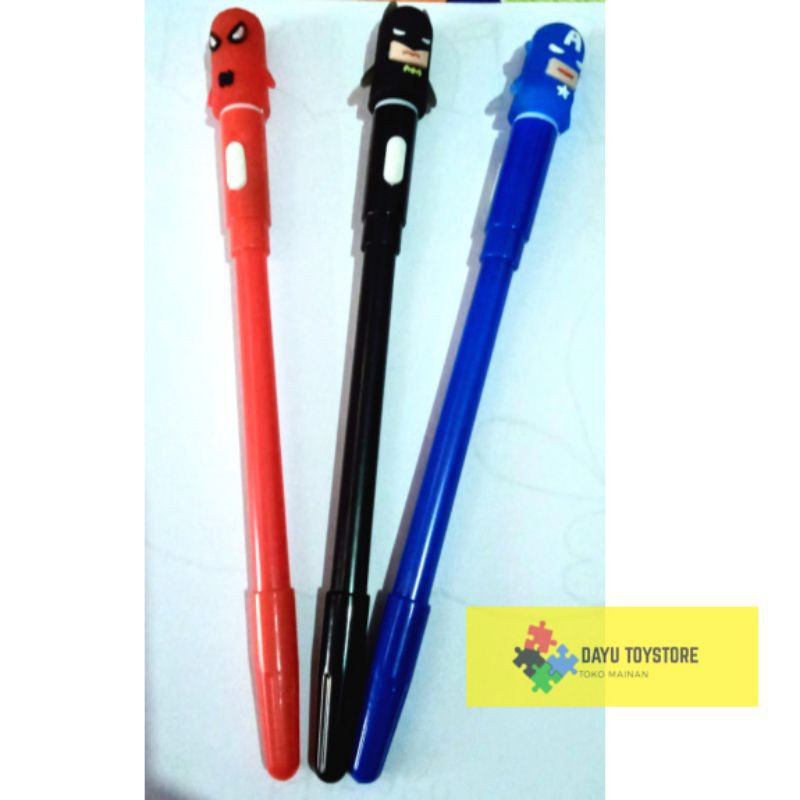 

pulpen karakter lucu lengkap dengan lampu LED