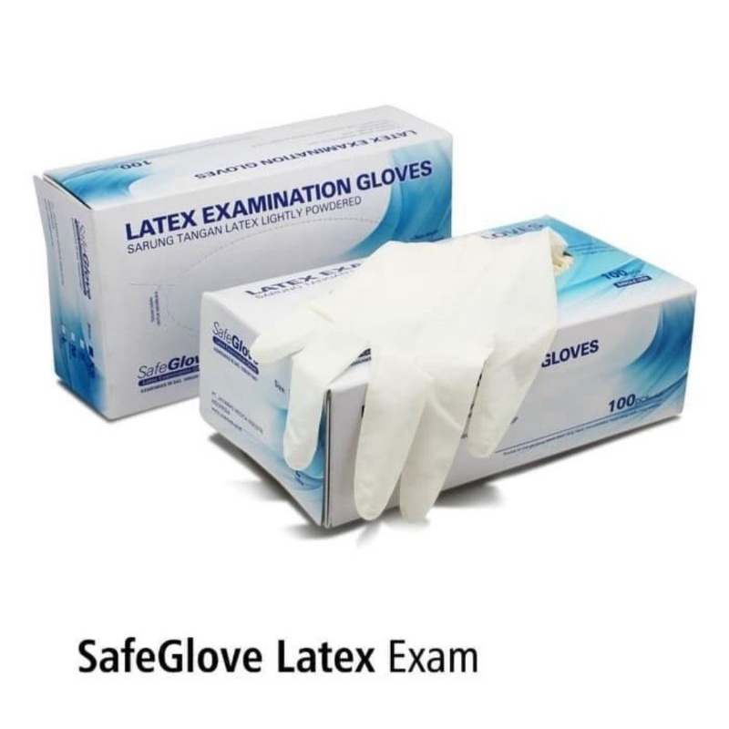 Sarung Tangan Karet Safe Glove safeglove Latex Exammination Safeglove HandScoon Isi 100pcs