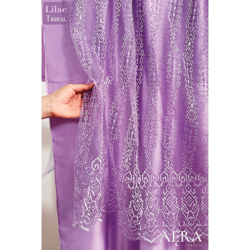 1/2 meter Kain Brokat Tile Prancis LILAC Bahan Kebaya Motif Akar Bunga Floral / Motif Sapto