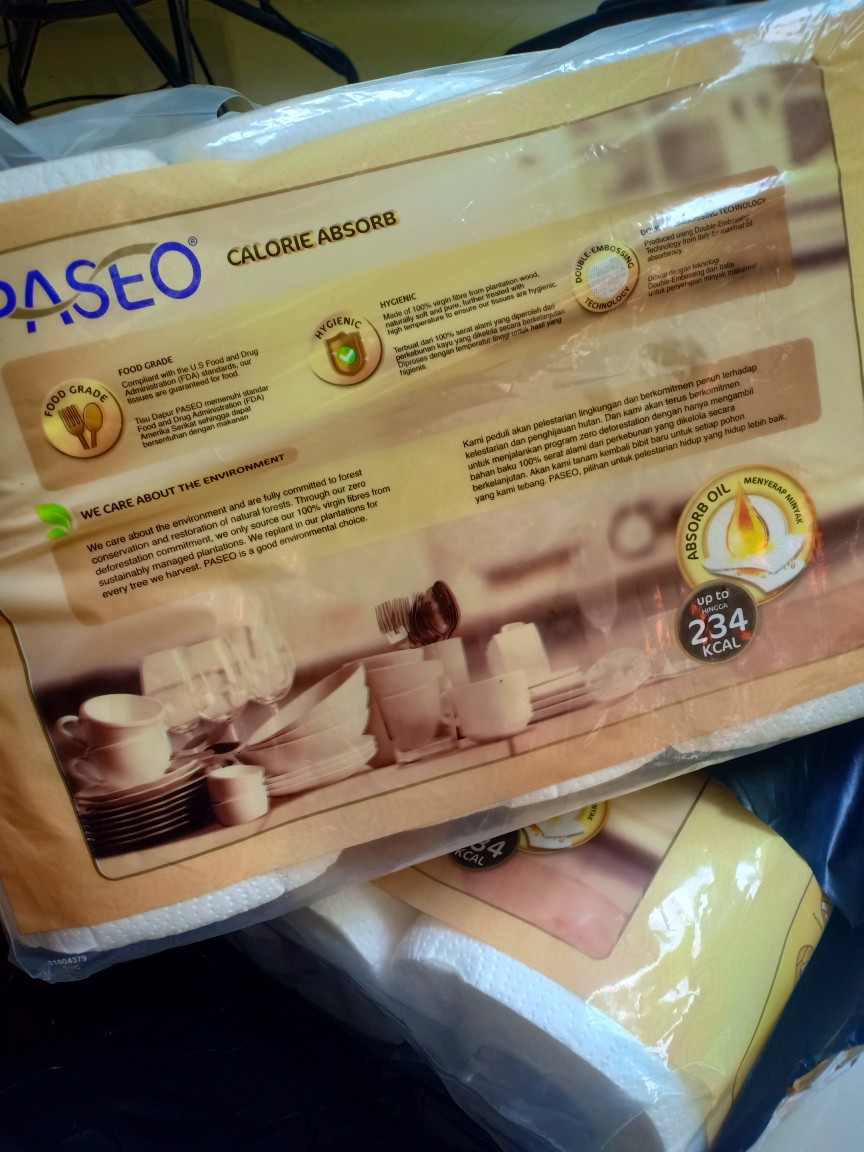 Tisu Dapur Paseo 3 Roll Calorie Absorb 70 Sheet Tissue (no.136)