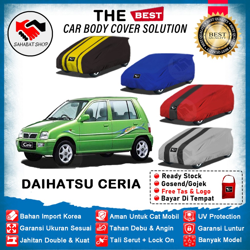 Sahabat Body Cover Mobil Ceria / Penutup Sarung Mobil Ceria Outdoor 2000 2001 2002 2003 2004 2005 2006 / Tutup Mantel Selimut  Mantol Jas Kerudung Kerodong Kelambu Terpal Mobil Daihatsu Ceria Anti Air Waterproof Model Biru