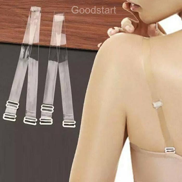 (Gepeng) Tali Bra Bening Model Gepeng / Tali Bra Transparant / Tali BH Transparan - 1 pasang