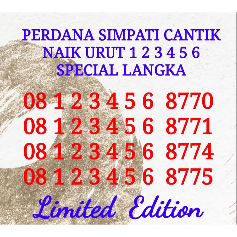 Nomor Super Cantik Angka Paten 08123456 Ekor Pilihan 877x Shopee Indonesia