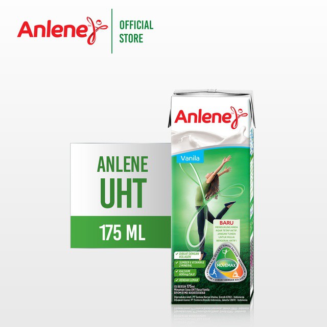 

Anlene UHT Vanila - Susu Cair Siap Minum 175ml - Nutrisi Tulang, Sendi & Otot