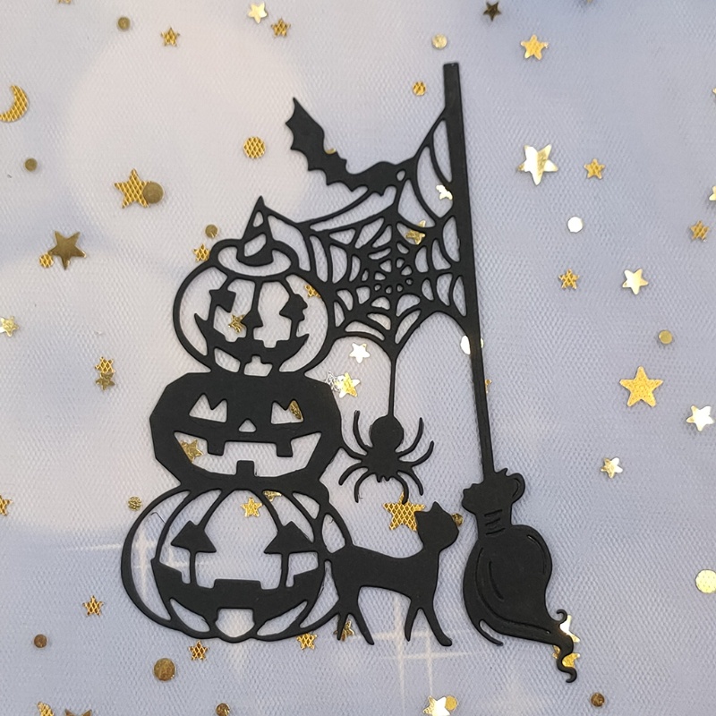 Cetakan Stensil Cutting Dies Motif Labu Halloween Bahan Metal Untuk Scrapbook / Craft DIY