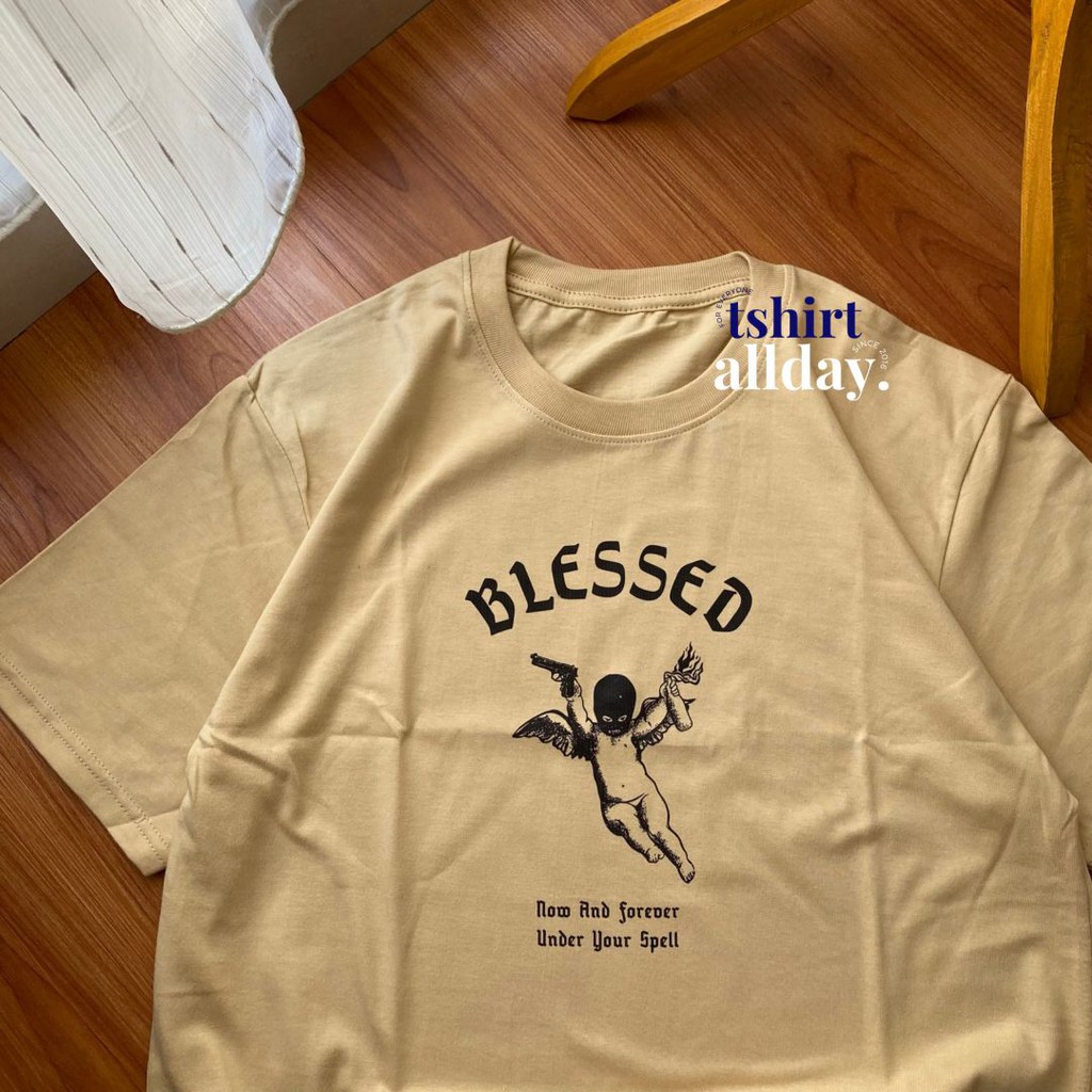 Tshirtallday Kaos Premium Pria &amp; Wanita 100% Cotton Combed bisa Oversize BLESSED