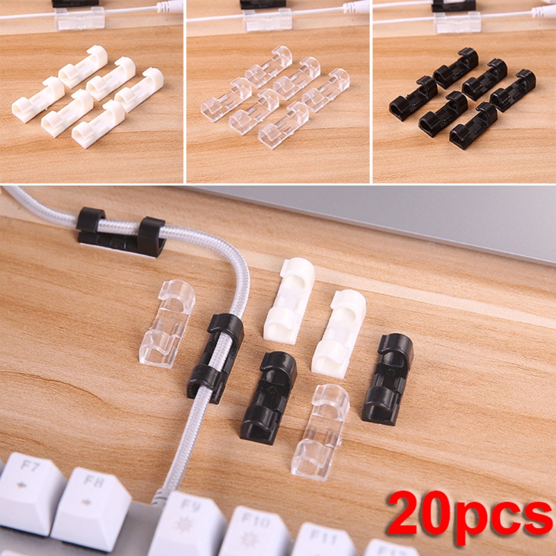 VIVI   20Pcs Self Stick Wire Cable Cord Clips Clamp Table Wall Tidy Organizer Holder