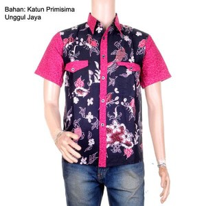 Kemeja Batik Trendy Kombinasi Embos Motif Cendrawasih - Merah