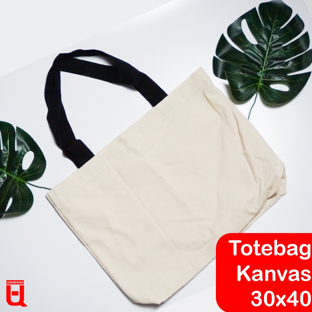 Totebag Kanvas Belanja / Goodie Bag Natural Premium