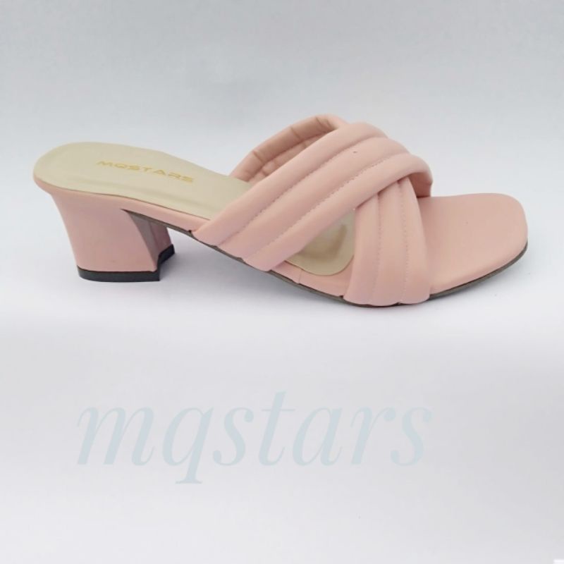 mqstars Sandal Heels Wanita Silang Empuk | Sendal Hak Tahu 5cm