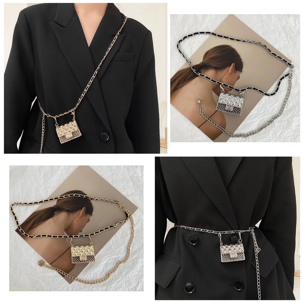 VENDI -  Waist Bag Metal Small Shoulder Bag Chain Belt Fashion Aksesoris Tas "Mini"