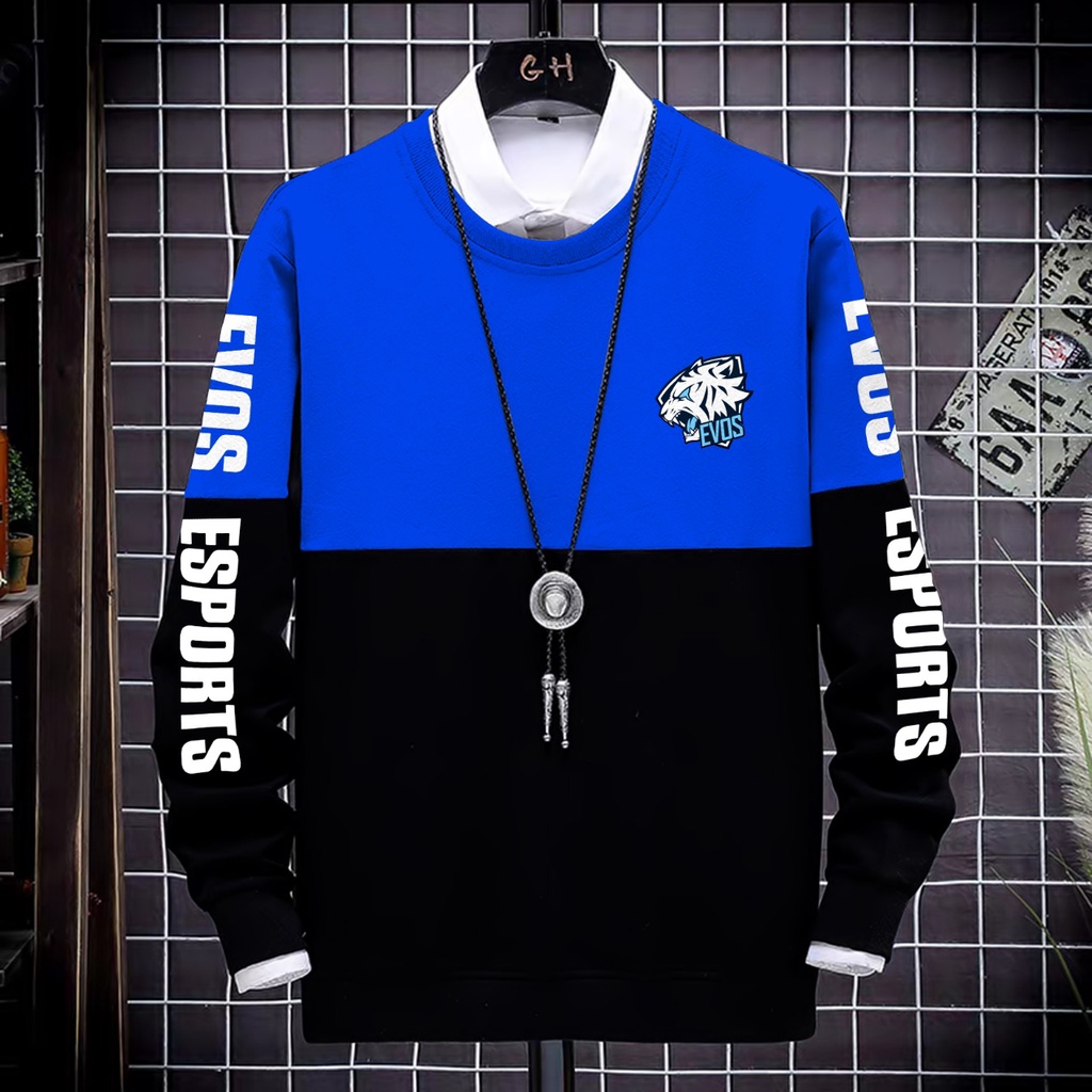 Sweater Evos Kombinasi / Sweater Logo Bordir / Sweater Dewasa