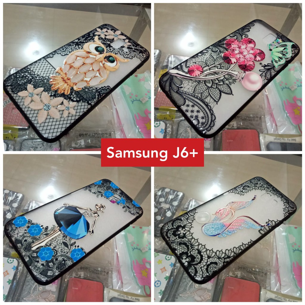 SALE Case Henna Flower Samsung J6+ 3D Motif Timbul