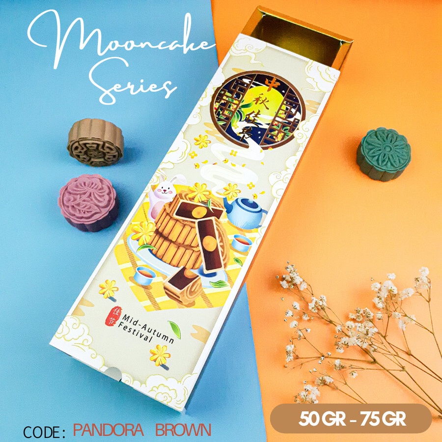 ( 5 Pcs ) Kotak Kue Bulan Box Mooncake 50gr Dus Moon Cake 75gr Isi 4 Packaging Hampers Mid Autumn Fe