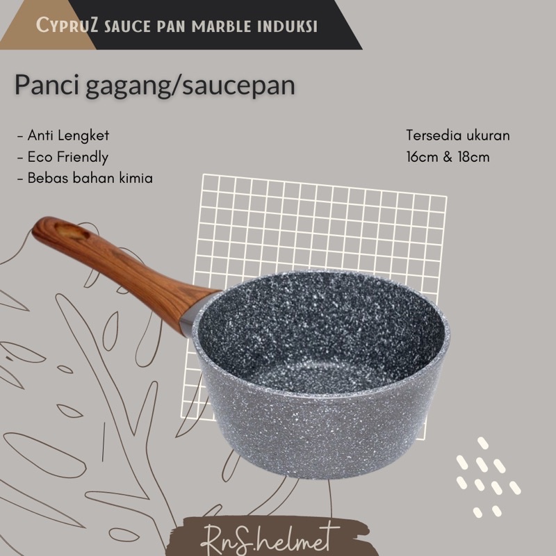 cypruz, sauce pan induksi marble/panci susu marble 16&18cm/Sauce Pan Marble Coating Series