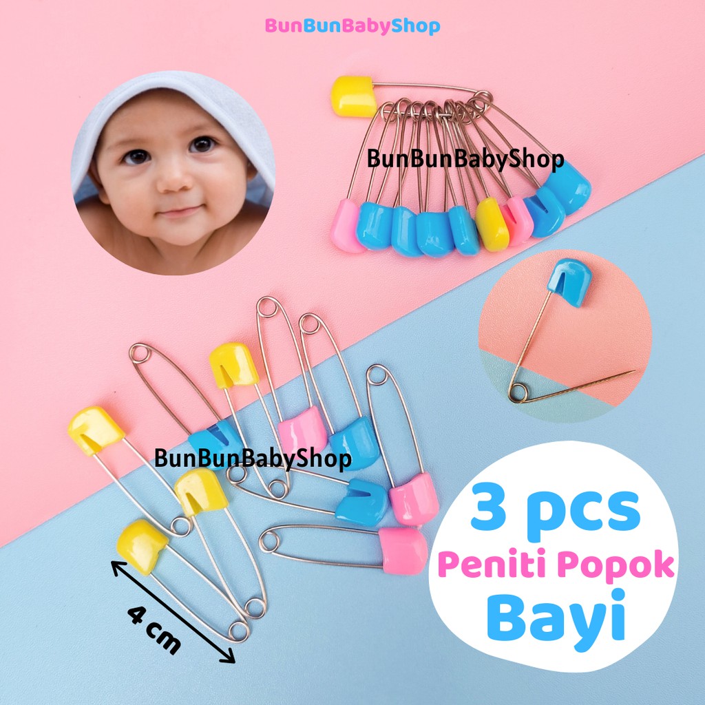 3pcs Peniti Popok Bayi Jumbo Safety Pins Stainless Pengencang Murah Perlengkapan Baby New Born Bun