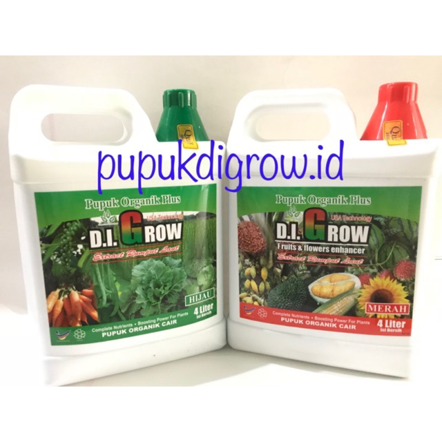 PUPUK ORGANIK DIGROW HIJAU - MERAH 4 Liter / PUPUK CAIR ORGANIK DIGROW