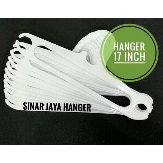 Hanger Plastik 17 Inch Putih | perlusin Baju Plastik Elastis