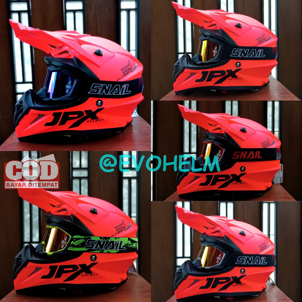HELM JPX CROSS_SOLID - RED DOFF/ BLACK + GOOGLE SNAIL (ONGKIR 2 KG) HELM JPX TERBARU