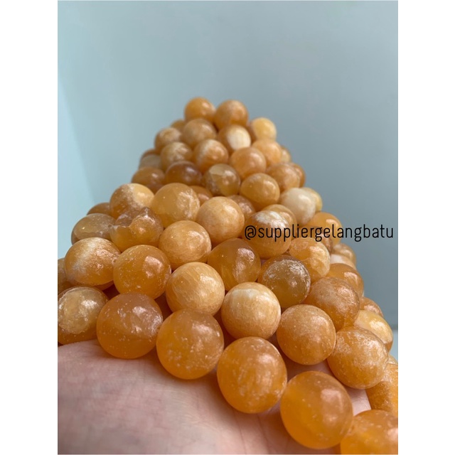 bahan batu Manigajah 16mm oren natural polish corak retak orange akik