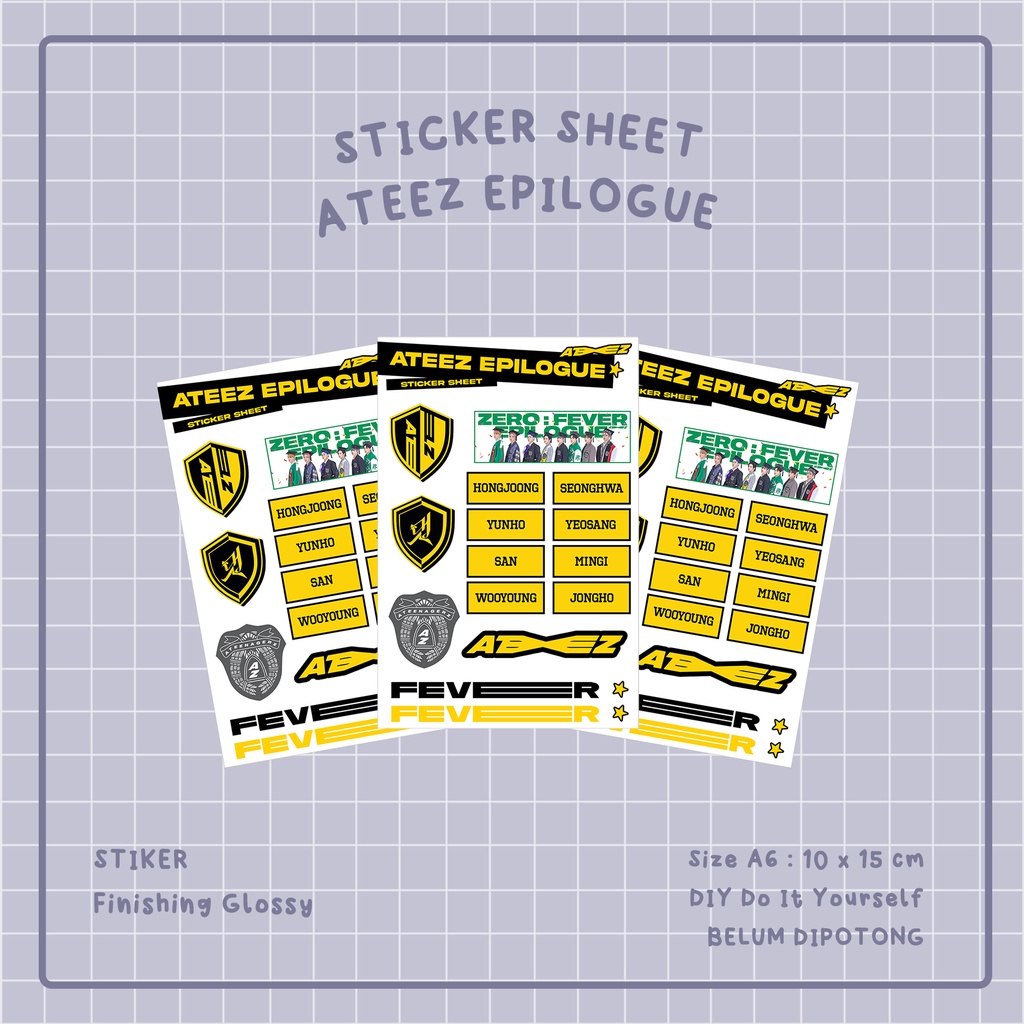 

Sticker Sheet Ateez Epilogue I Stiker Ateez DIY