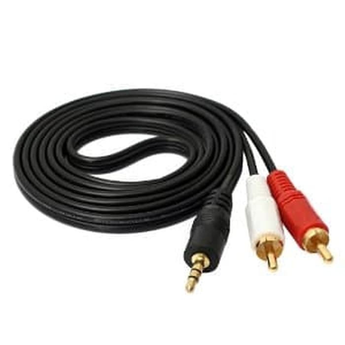 Kabel Audio Aux 3.5mm To 2 RCA AV 3 Meter Speaker Audio To RCA 3M Gold