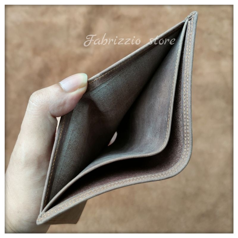 dompet pria vertikal custom grafir nama kulit asli
