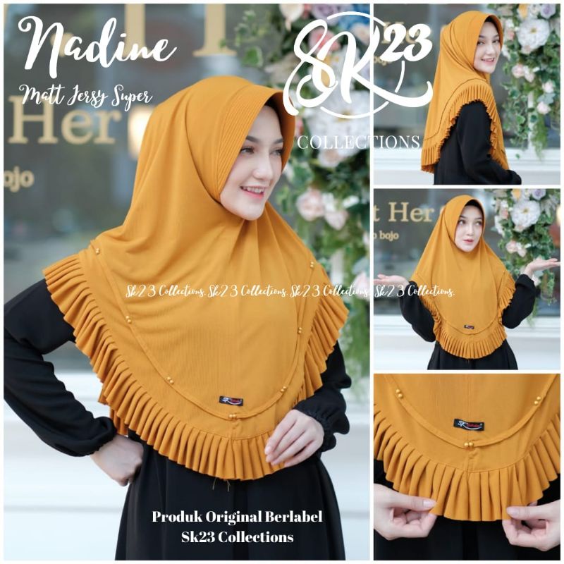 (Sk²³ Nadine) Hijab Instan Nadine Rempel Jersey Super Original Sk23 Collection