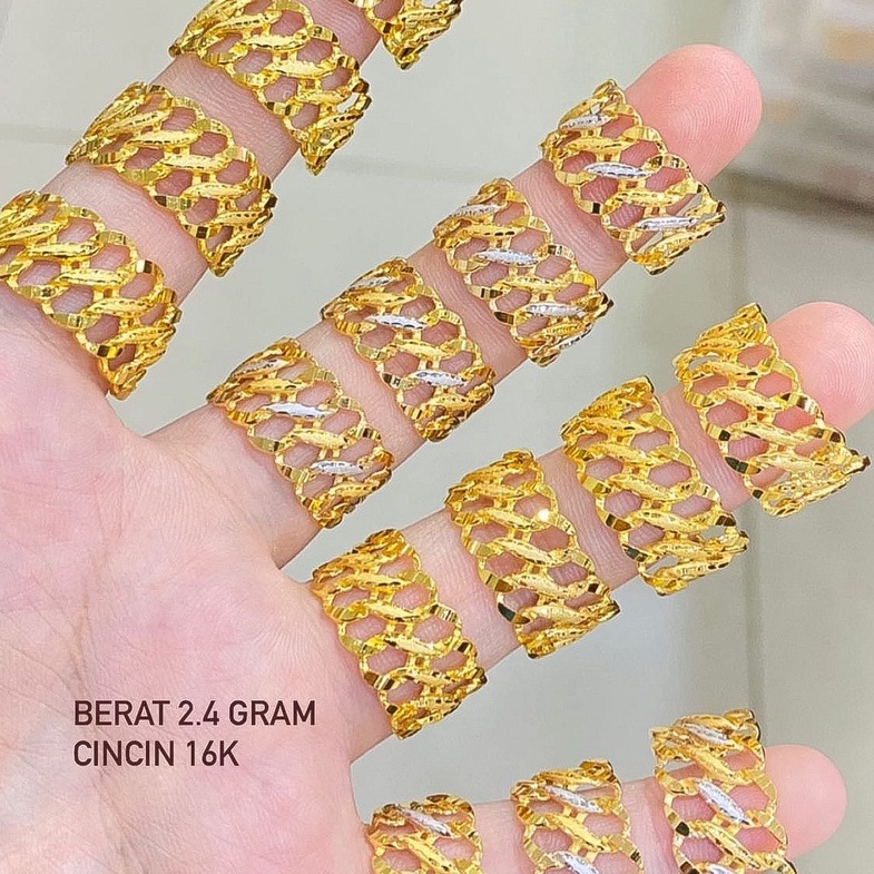 Cincin anak dan dewasa emas asli kadar 700 70 16k rantai penuh rante sisik naga coco S holo double super mix kombinasi mas putih keliling mas kuning gosok papan