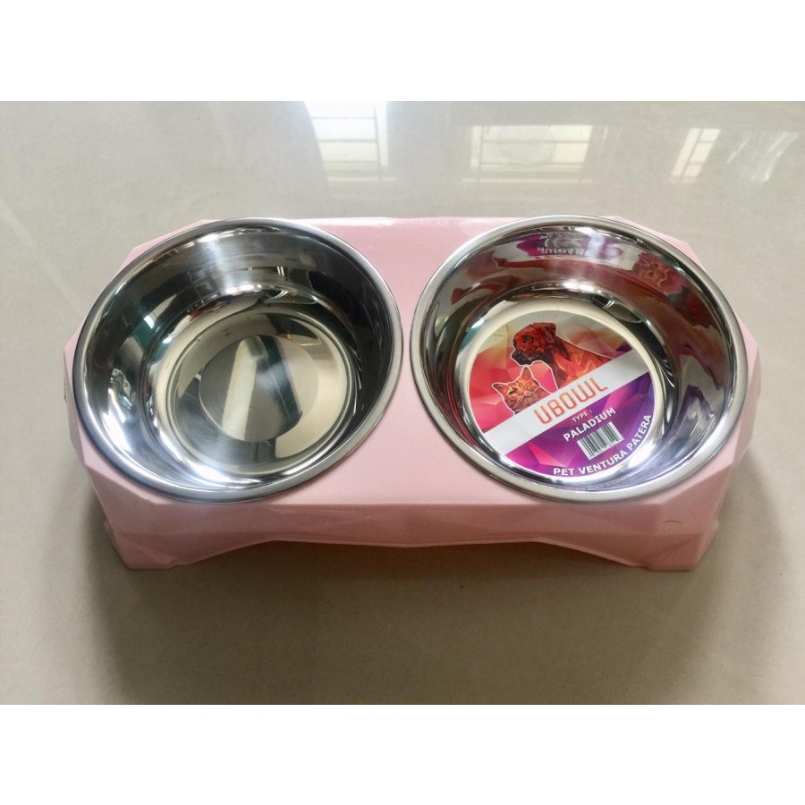 UBOWL PALADIUM Double Tempat Makan Minum Kucing Anjing Stainless