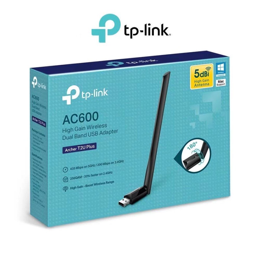 USB Wifi Tp-link Archer T2U Plus AC600 High Gain Wireless Dual Band USB Adapter