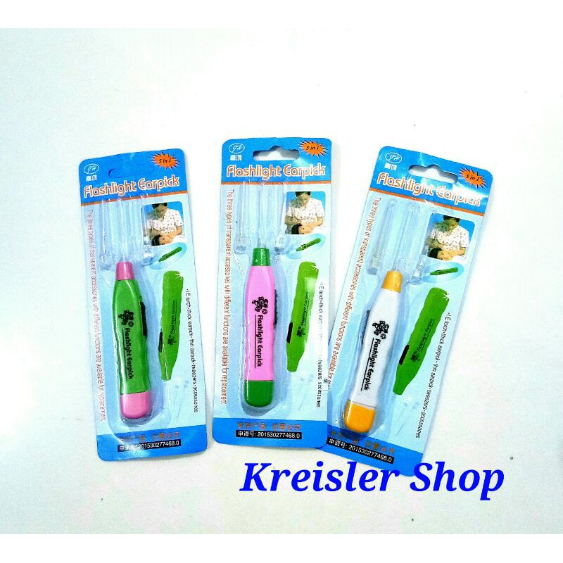 Pembersih telinga dengan lampu Korek kuping lampu flashlight earpick.